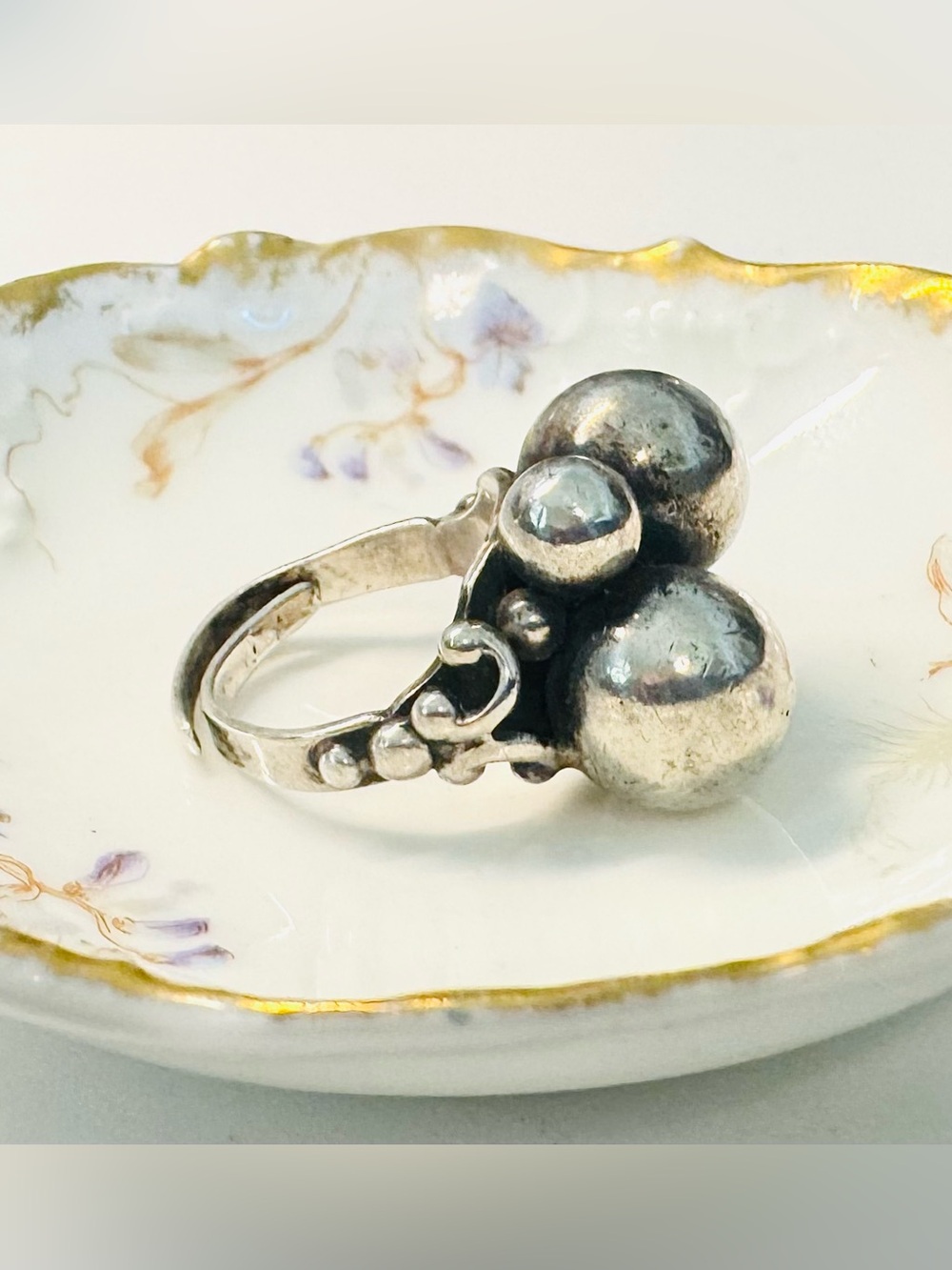 Vintage Danecraft Sterling Silver 3D Sphere Cluster Ring (Adj. 6-9)